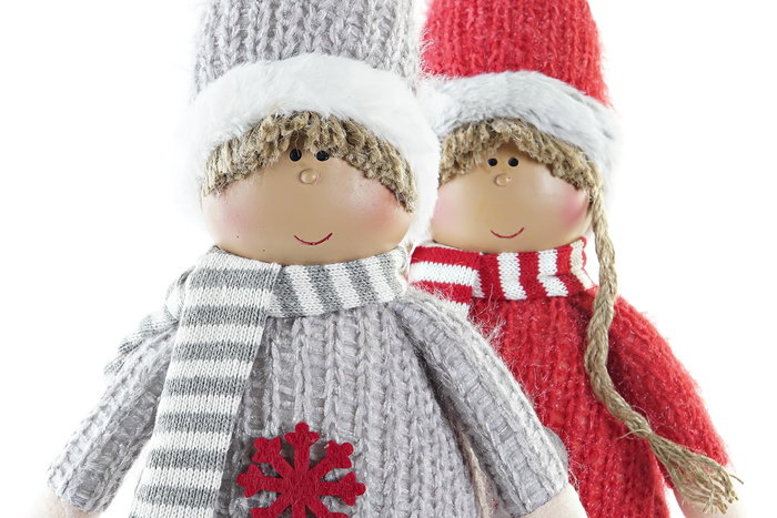 DKD Home Decor Figura Navidad Tradicional Blanco Poliéster 9 x 79 x 17 cm (2 Unidades)