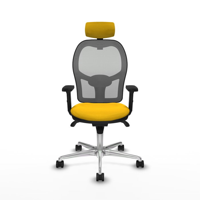 PIQUERAS Y CRESPO Silla de oficina Jorquera con mecanismo Sincro, tela Amarillo y malla Gris