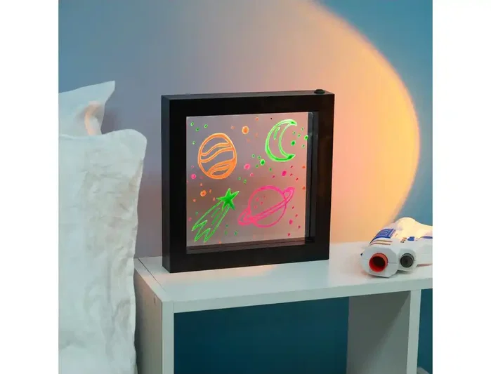 Wondee Marco de mensajes con efecto luz neón iluminado 235x42x245 mm