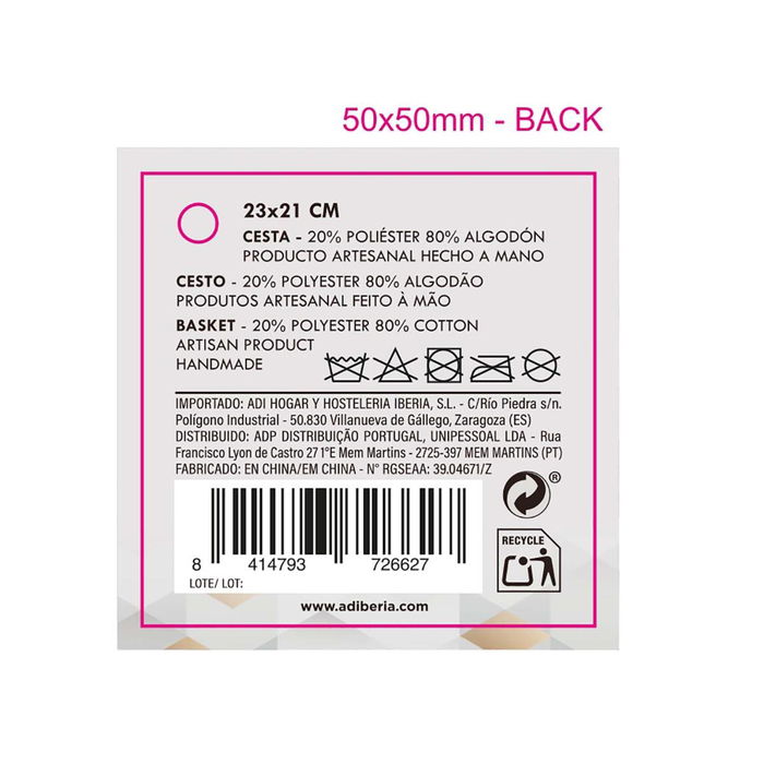 Cesta Algodón Moa Vinthera 23x21 cm Cesta Algodón Moa Vinthera 23x21 cm