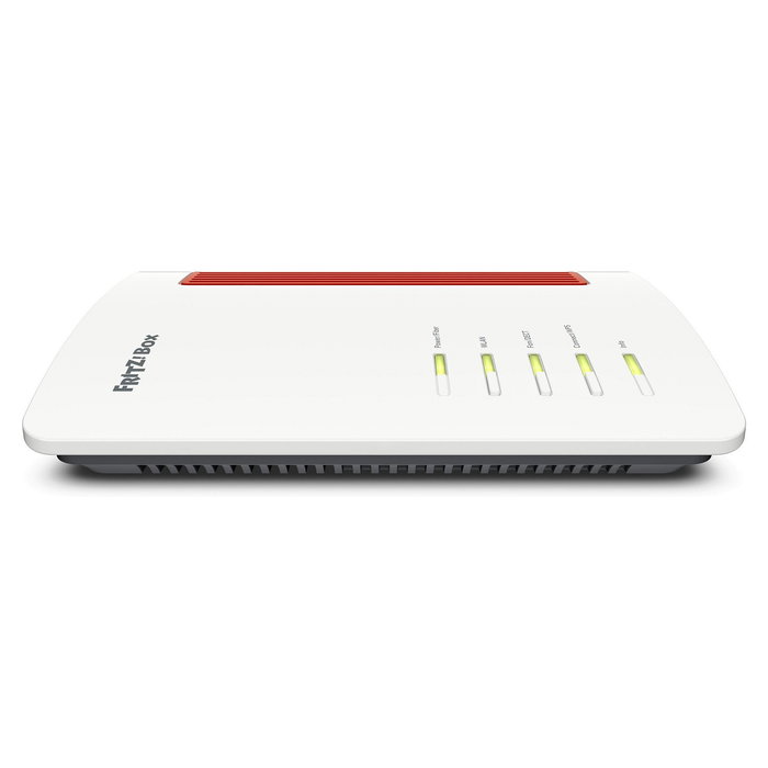 AVM FRITZ!Box 5690 Router Wi-Fi 7 (802.11be) Doble Banda 2.4 GHz/5 GHz, 4 Puertos Gigabit LAN, Rojo y Blanco, Router de Sobremesa