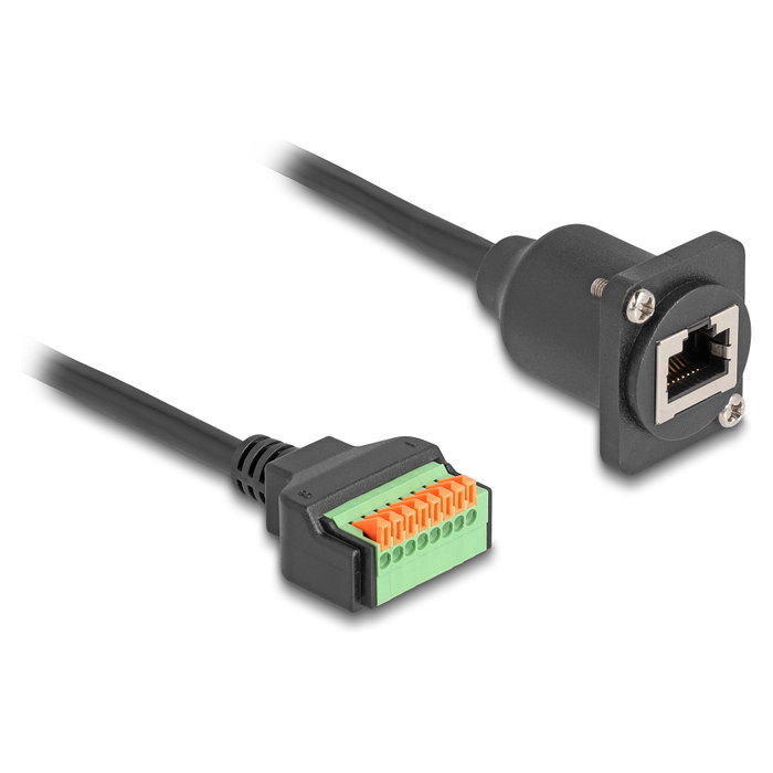 DeLOCK Cable Tipo D RJ45 hembra a Bloque de Terminales con Pulsador Cat.5e Negro 30 cm DeLOCK Cable Tipo D RJ45 hembra a Bloque de Terminales con Pulsador Cat.5e Negro 30 cm