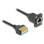 DeLOCK Cable Tipo D RJ45 hembra a Bloque de Terminales con Pulsador Cat.5e Negro 30 cm