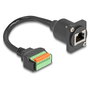 DeLOCK Cable Tipo D RJ45 hembra a Bloque de Terminales con Pulsador Cat.5e Negro 30 cm