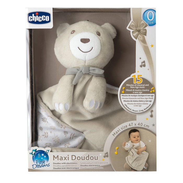 Chicco Maxi Dou Dou Neutral 00012159000000 Doudou electrónico XXL de terciopelo súper suave con música clásica y New Age para bebés