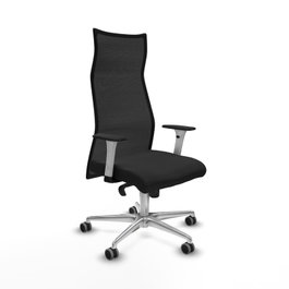 PIQUERAS Y CRESPO Sillón Albacete Negro con Mecanismo Sincro y Base de Aluminio