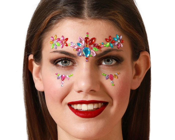 Atosa Joyas Faciales Florales Multicolor con Pedrería Atosa Joyas Faciales Florales Multicolor con Pedrería