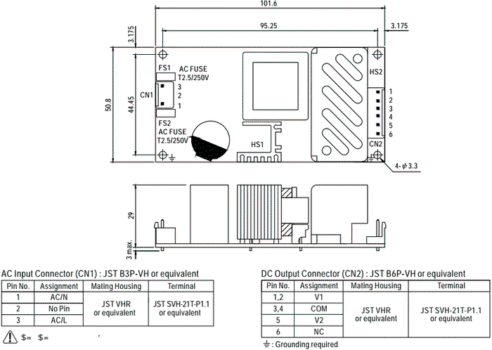 MEAN WELL RPT-60D Fuente de alimentación abierta de 47,5W MEAN WELL RPT-60D Fuente de alimentación abierta de 47,5W