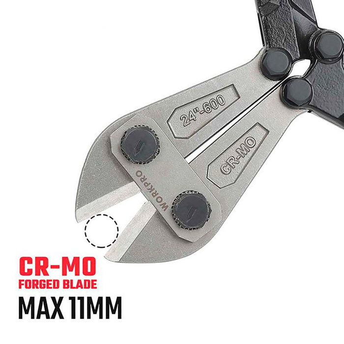 Workpro Cizalla 600 mm Acero al Cromo Molibdeno Corte Máximo Ø11 mm Mango Antideslizante