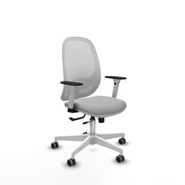 PIQUERAS Y CRESPO Silla de oficina Cilanco con mecanismo Sincro/Traslack, Gris claro y Blanco