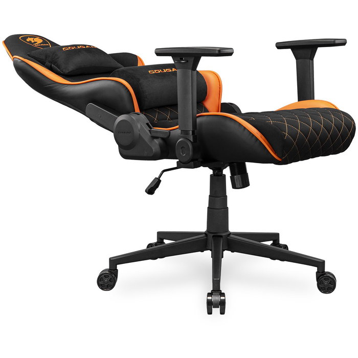 Cougar Armor One V2 F Silla Gaming, Respaldo y Asiento Acolchados en Tela, Ajuste 4D, Negro/Naranja, CGR-A2F