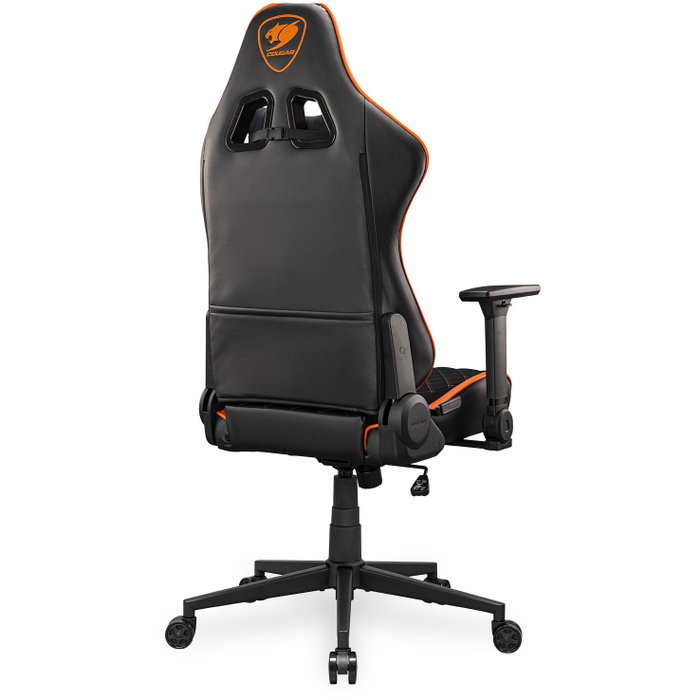 Cougar Armor One V2 F Silla Gaming, Respaldo y Asiento Acolchados en Tela, Ajuste 4D, Negro/Naranja, CGR-A2F