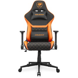 Cougar Armor One V2 F Silla Gaming, Respaldo y Asiento Acolchados en Tela, Ajuste 4D, Negro/Naranja, CGR-A2F