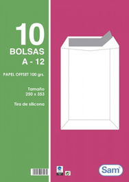 Sam Paquetes 10 Bolsas Blancas con Tira de Silicona, 250x353 mm, 100 g, 665108