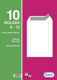 Sobre-Bolsa Sam 250X353 Blanco 100G (Silicona) Paquete De 10 (Set de 25)
