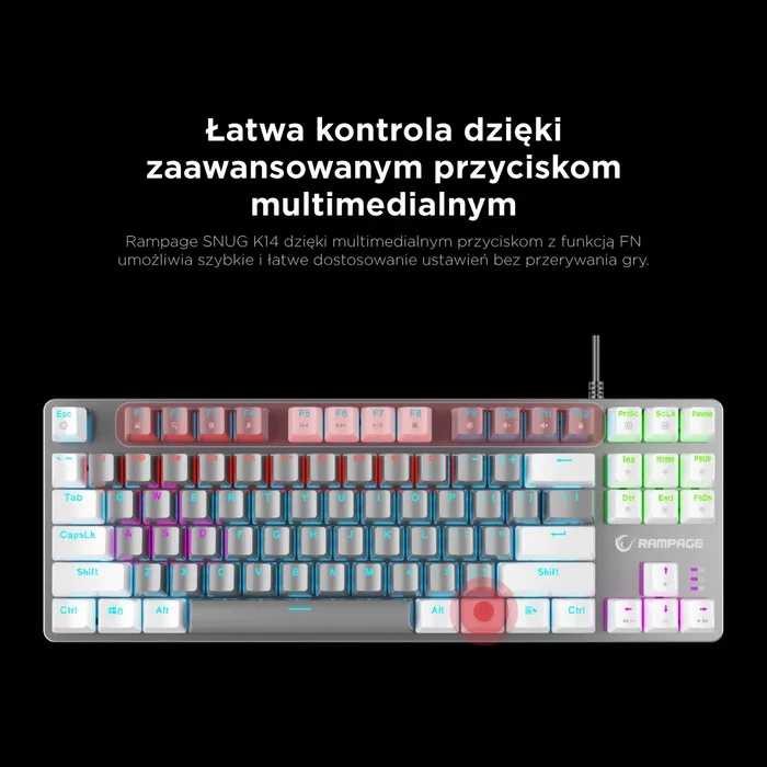 Rampage Snug RGB KRGD Red Teclado Gaming Mecánico Layout Español Blanco Gris