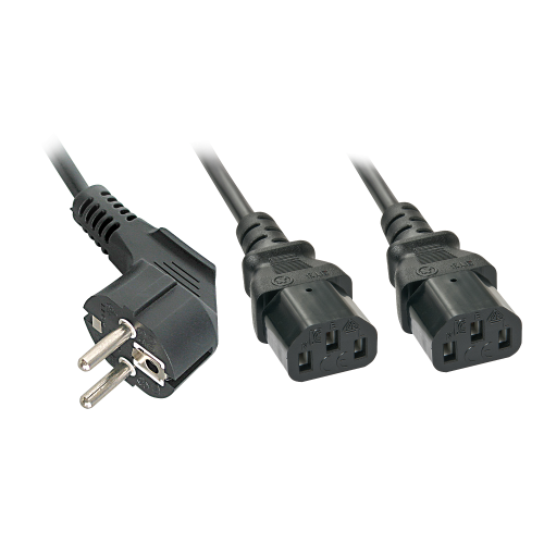 LINDY Cable de alimentación 30048 CEE7/14 a 2x C13 de 2m Negro LINDY Cable de alimentación 30048 CEE7/14 a 2x C13 de 2m Negro