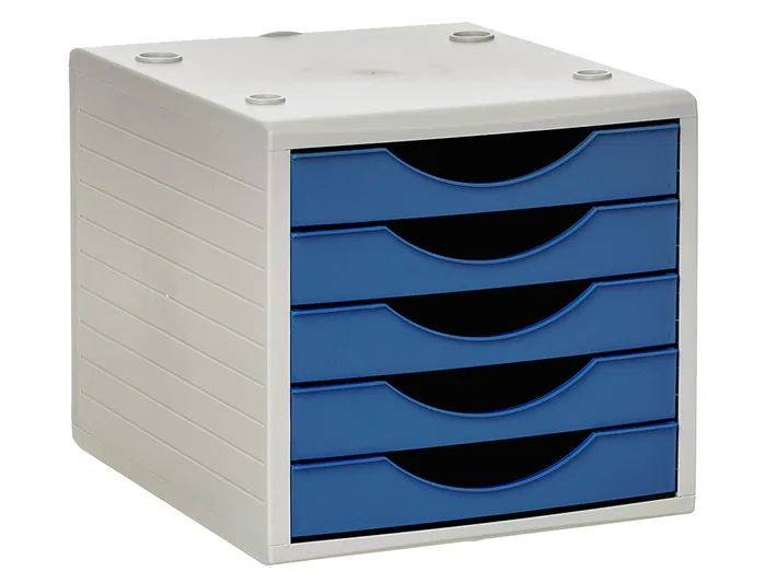 Archivo 2000 2000 Fichero Cajones Sobremesa Oficina Hogar 5 Cajones Azul Poliestireno Reciclado 270x340x260 mm