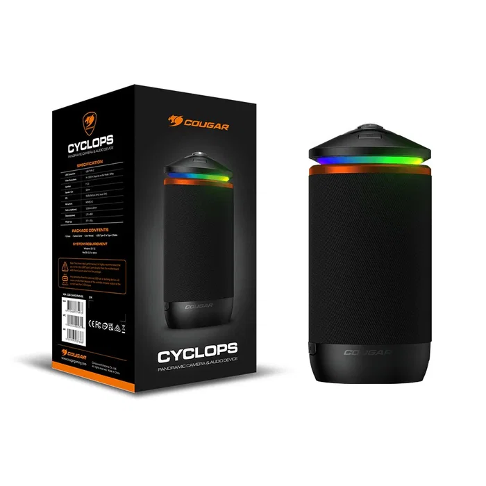 Cougar CGR-CAM3-RWB-01 Cámara Web Cyclops USB-C Full HD 1920x818p con Micrófono y Altavoces - Negro