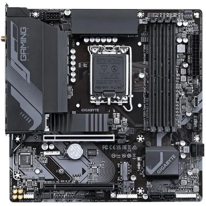 Gigabyte B760M Gaming X AX - Placa Base Intel Socket 1700 - Chipset B760 - Soporte Memoria DDR5 hasta 7600 MHz - Wi-Fi 6E - LAN 2.5 GbE