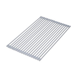 Emuca Escurreplatos flexible y enrollable de silicona y acero, Gris