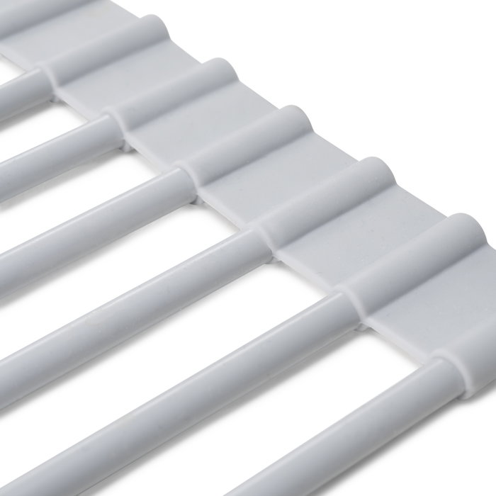 Emuca Escurreplatos flexible y enrollable de silicona, Acero y Plástico, Gris