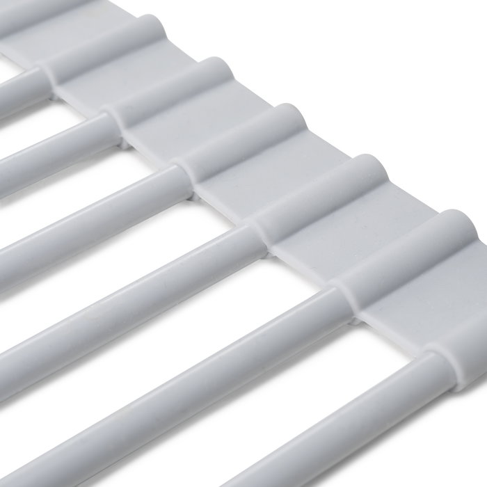 Emuca Escurreplatos flexible y enrollable de silicona, Acero y Plástico, Gris