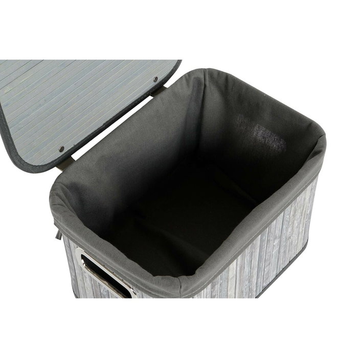 DKD Home Decor Set de 6 Cestas de Bambú y Poliéster Gris y Blanco