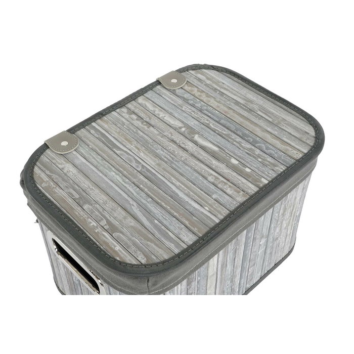 DKD Home Decor Set de 6 Cestas de Bambú y Poliéster Gris y Blanco