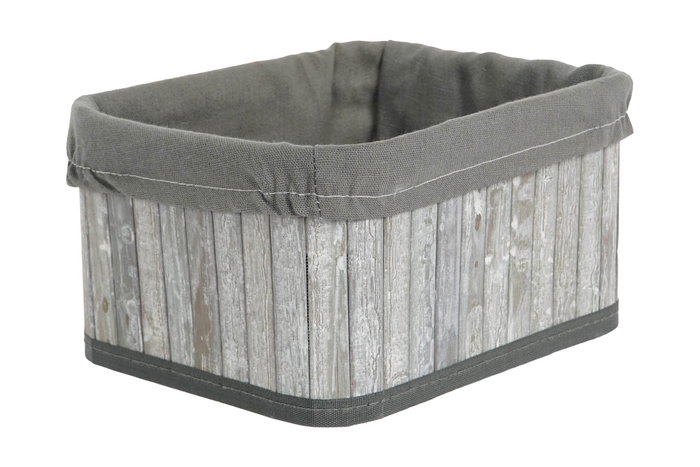 DKD Home Decor Cesta Tradicional Gris Blanco Bambú Poliester Algodón MDF 35x33x51 cm Set de 6