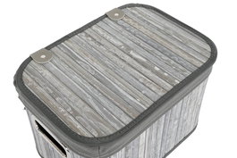 DKD Home Decor Cesta Tradicional Gris Blanco Bambú Poliester Algodón MDF 35x33x51 cm Set de 6