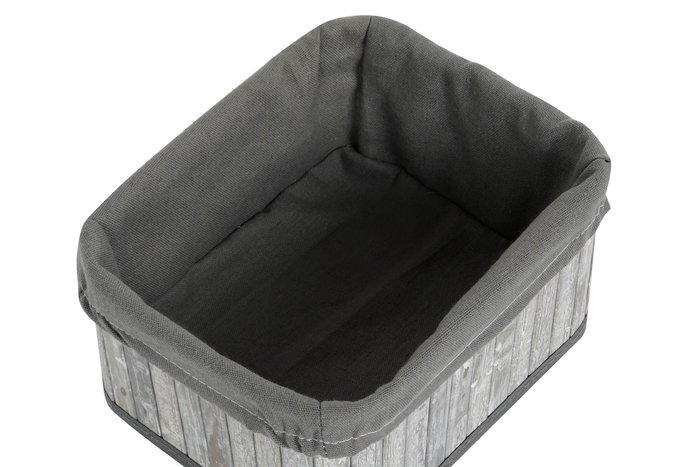 DKD Home Decor Cesta Tradicional Gris Blanco Bambú Poliester Algodón MDF 35x33x51 cm Set de 6