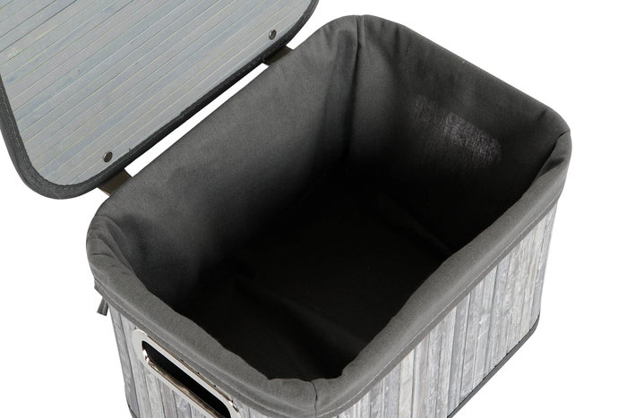 DKD Home Decor Cesta Tradicional Gris Blanco Bambú Poliester Algodón MDF 35x33x51 cm Set de 6