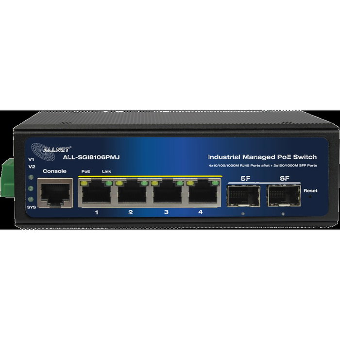 ALLNET ALL-SGI8106PMJ Switch PoE Industrial 4+2 Puertos