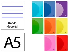 Liderpapel Libreta A5 Tapa Plástico 48 Hojas 90gr Impresión Horizontal Colores Surtidos