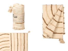 Giftdecor Multiusos Iris Bordado, Tela de Algodón 100%, Marrón, 120x150 cm (Set de 12)