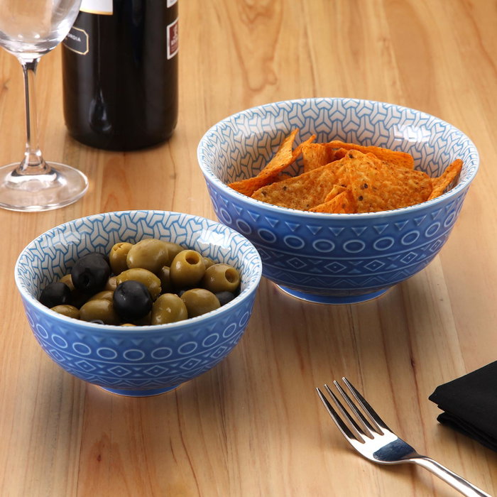 Bol para Aperitivos Versa Azul Cerámica Porcelana 16 x 7,7 x 16 cm