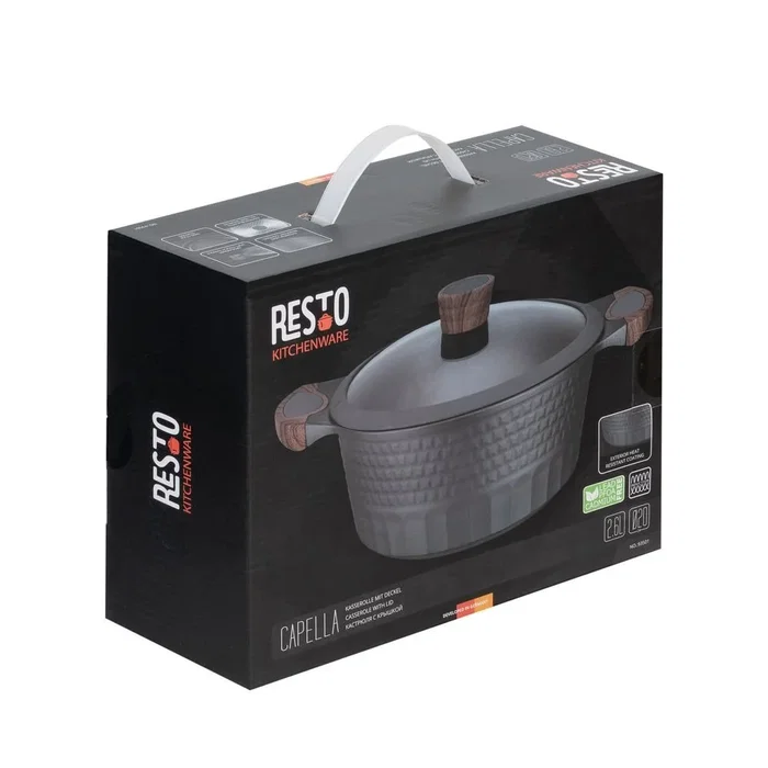 Resto Olla Capella de Aluminio Fundido, 2,6 L, Negro y Madera