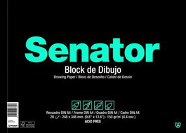 Bloc De Dibujo Senator Con Espiral Liso Con Recuadro Fº Prolongado 150G 20H