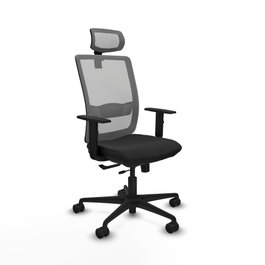 PIQUERAS Y CRESPO Silla de oficina Haches con mecanismo Sincro/Traslack, Negro y Gris