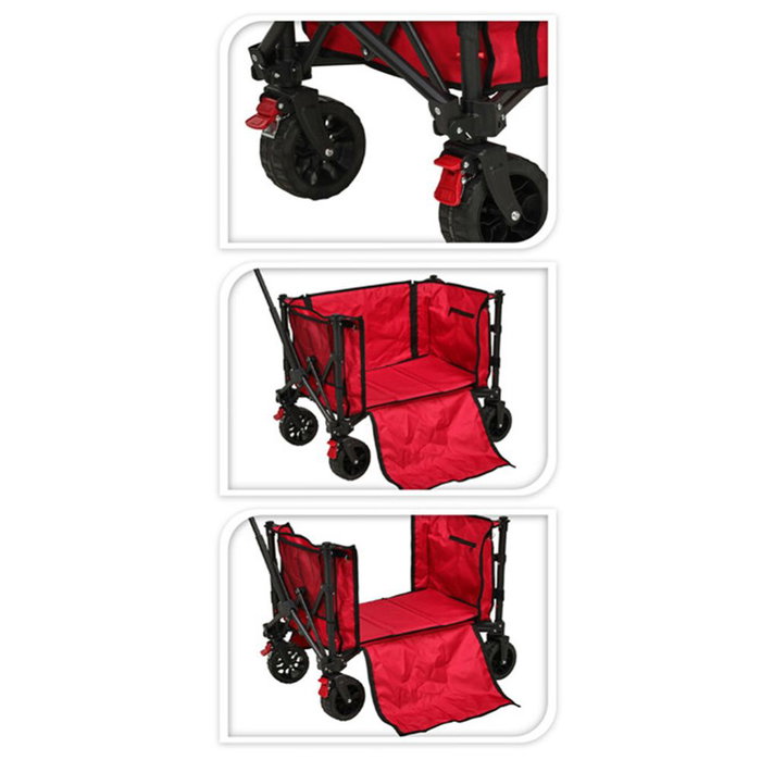 Outfit Carro de Playa Plegable, 70 kg, Rojo, Estructura Metálica, 91 x 47 x 52 cm