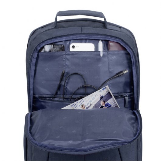 Rivacase Tegel 8460 Eco - Mochila Portátil Acolchada 17.3 Pulgadas, Compartimento para Tablet 10.1", Organizador, Azul