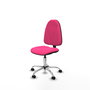 Silla de oficina Algarra con mecanismo Contacto permanente básico tapizada con Similpiel color Rosa. Equipada con Base cromada, Sin brazos y Ruedas autofrenantes