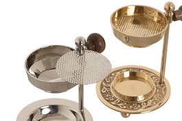 DKD Home Decor Soporte Incienso Arabe Dorado Plateado Laton Madera 10 x 8 x 8 cm (4 Unidades)