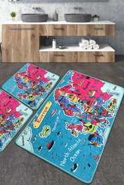 Mijölnir Juego de Alfombrillas de Baño de 3 Piezas Suaves Antideslizantes Antibacterianas 100% Poliéster 60x100cm y 50x60cm