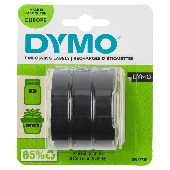 Dymo Cinta de Relieve 3D Negro 9mm x 3m (Pack de 3)