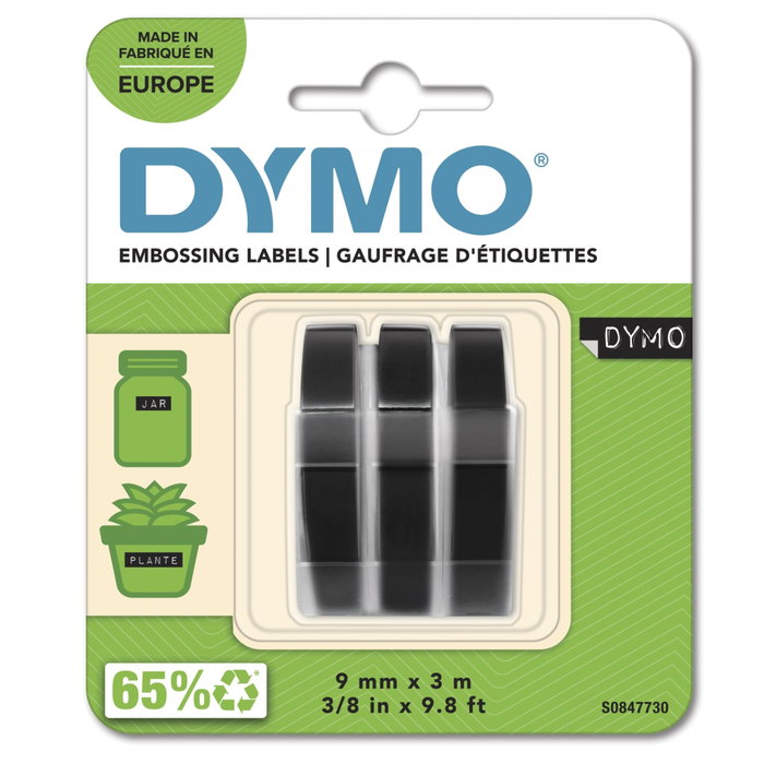 Dymo Cinta de Relieve 3D Negro 9mm x 3m (Pack de 3)