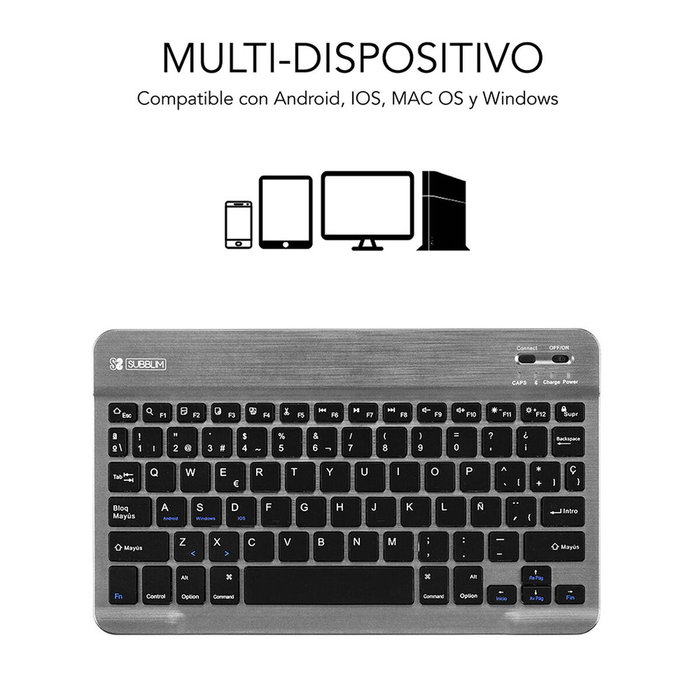 Subblim Teclado Smart Backlit BT Gris