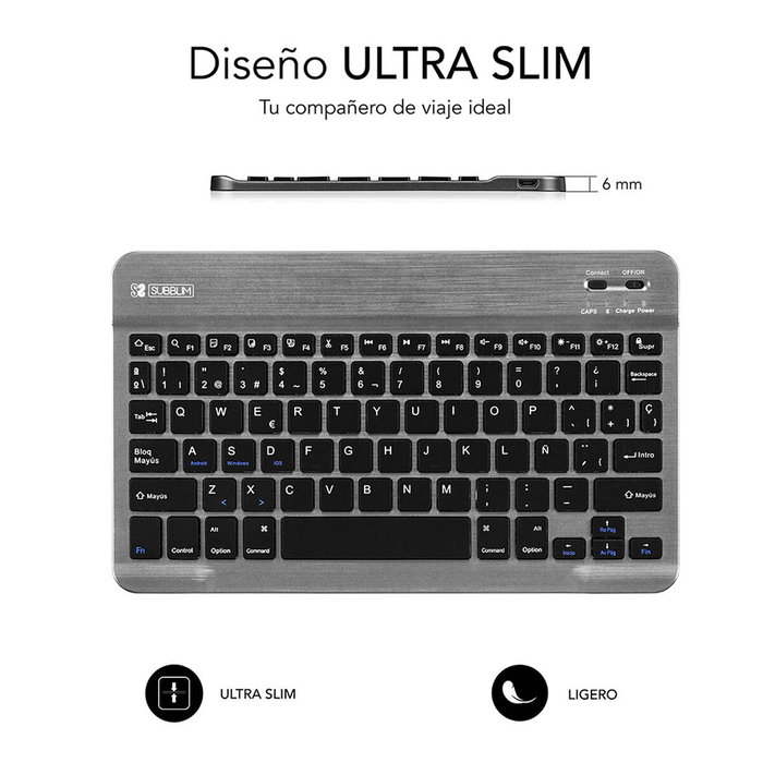 Subblim Teclado Smart Backlit BT Gris