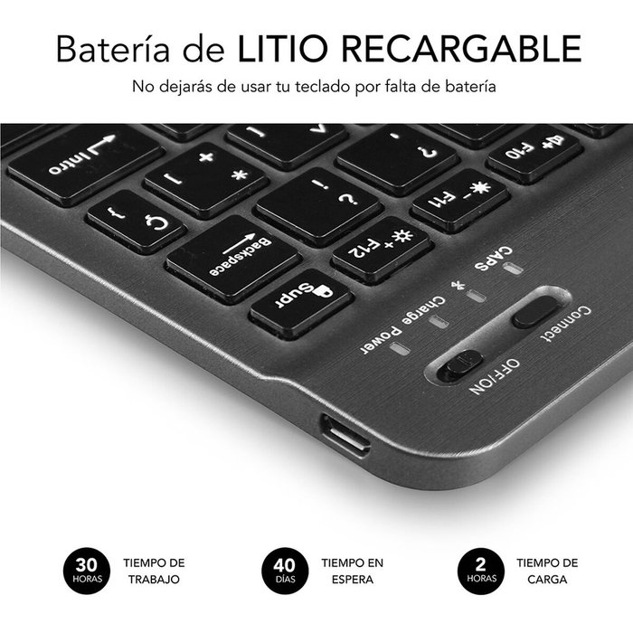 Subblim Teclado Smart Backlit BT Gris
